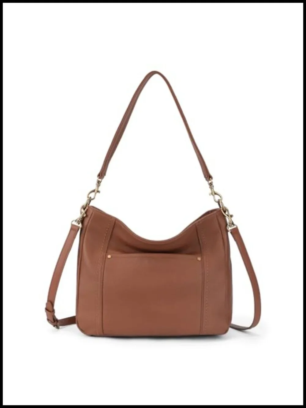 Genuine Leather Hobo Crossbody Bag with 2 Straps